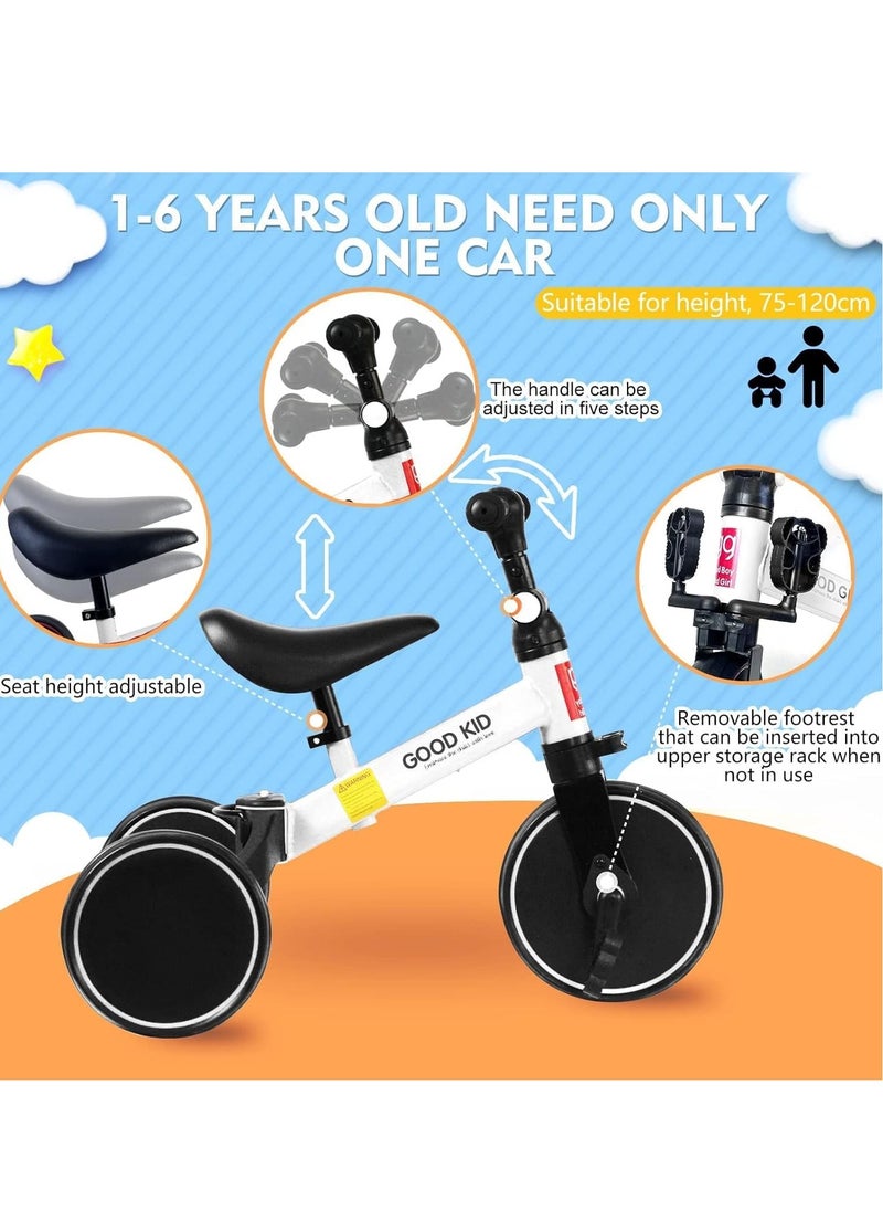TIGER 4-in-1 Kids Balance Bike & Tricycle for Toddlers Ages 1–4 || Convertible Ride-On Toy with Adjustable Seat & Pedals | Indoor & Outdoor Baby Trike for Boys & Girls || Perfect First Birthday Gift, Lightweight & Safe Design (White)  - Image 3