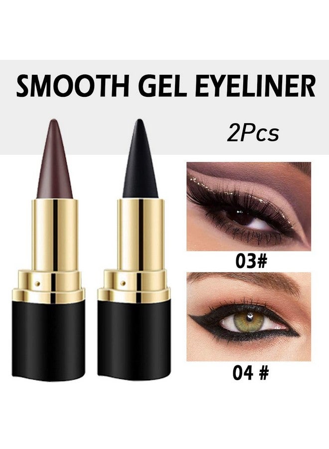 evpct evpct 2Pcs Black Dark Brown Gel Eyeliner Pencils Pen Eye Black Face Paint Makeup Stick for Halloween Long Wear Waterproof Smudge Proof Natural Black Brown Cream Eyeliner Eye Liners Crayon Lipstick Set - Image 1