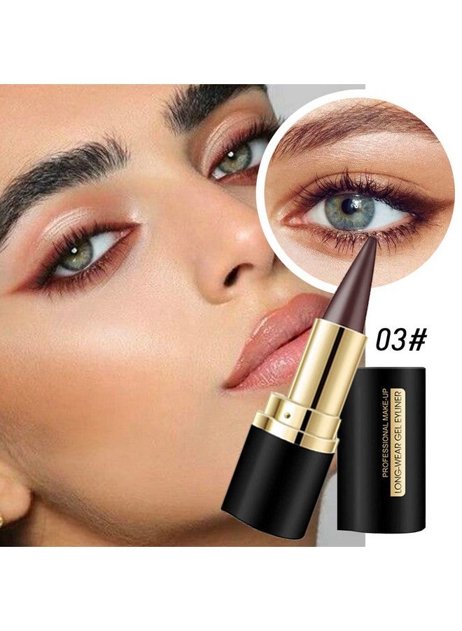 evpct evpct 2Pcs Black Dark Brown Gel Eyeliner Pencils Pen Eye Black Face Paint Makeup Stick for Halloween Long Wear Waterproof Smudge Proof Natural Black Brown Cream Eyeliner Eye Liners Crayon Lipstick Set - Image 2