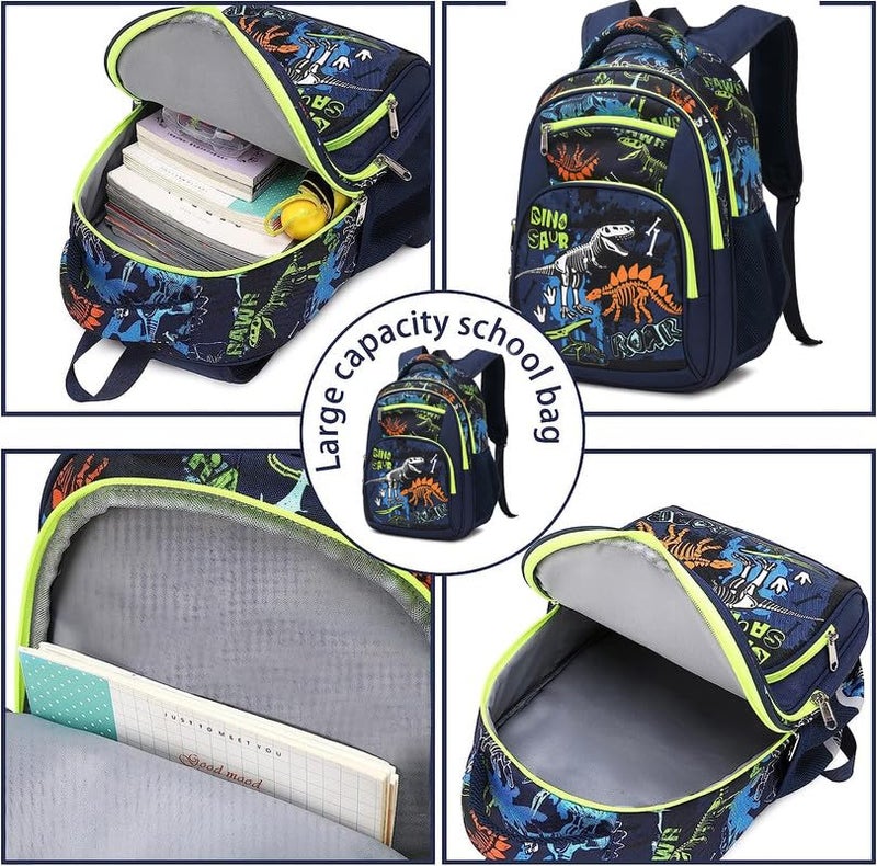 Frantic Waterproof Polyester 26 L School Backpack With Pencil/Staionery Pouch School Bag Class 1 to 8 Daypack Picnic Bag For School Going Boys & Girls(RR_4Zipper_Blue_Dino_Skeleton_24_B) - Image 5