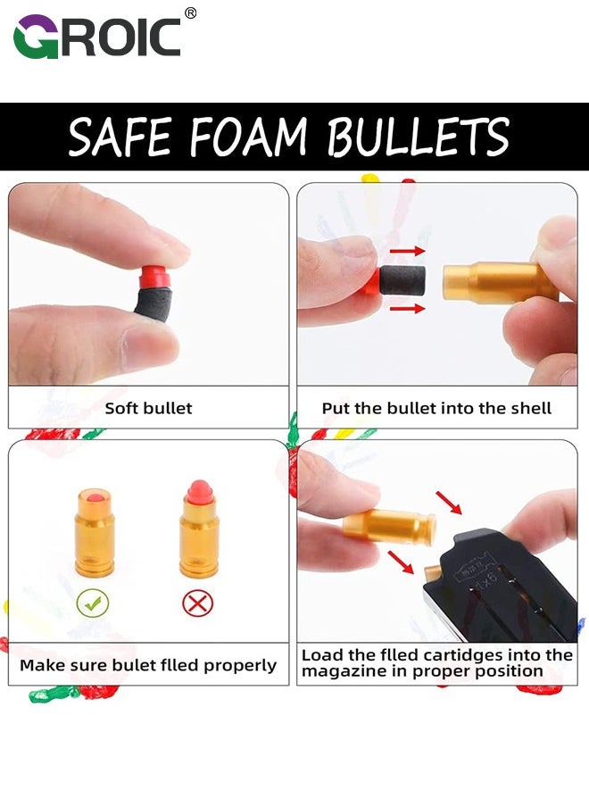 20 Pcs Soft Bullets, 16 Pcs Shells for Soft Bullet Toy Gun,Safety EVA Foam Bullet Refill Kit for Shell Ejecting Toy Gun,Toy Bulle Ammo Pack Toy Accessories with Magazine and Goggles