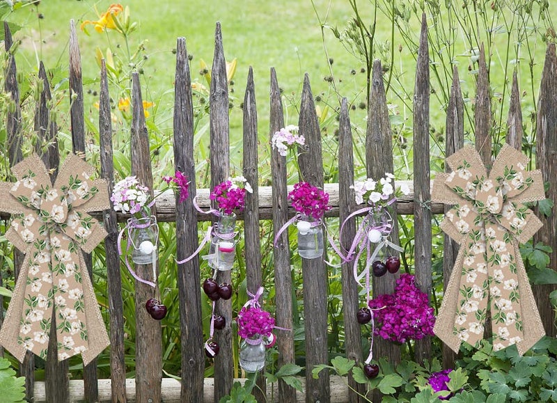 Hying Large Spring Bows for Wreath, Burlap White Magnolia Flower Bow for Front Door, Village Camellia Flower Wreath Bows for Party Decor Indoor Outdoor Wall Spring Summer Decoration Supplies Ornament - Image 5