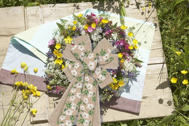 Hying Large Spring Bows for Wreath, Burlap White Magnolia Flower Bow for Front Door, Village Camellia Flower Wreath Bows for Party Decor Indoor Outdoor Wall Spring Summer Decoration Supplies Ornament - Image 4