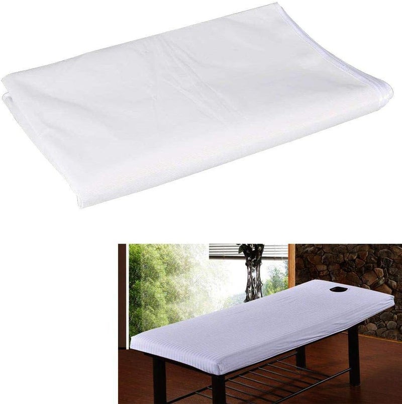 Beauty Bed Cover, 2 Piece Soft Beauty Massage Sheet SPA Duvet for Waterproof and Oil proof sheet beauty bedding with face breath hole(80200-White#1) - Image 1