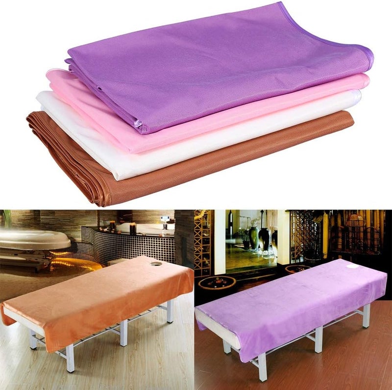 Beauty Bed Cover, 2 Piece Soft Beauty Massage Sheet SPA Duvet for Waterproof and Oil proof sheet beauty bedding with face breath hole(80200-White#1) - Image 2