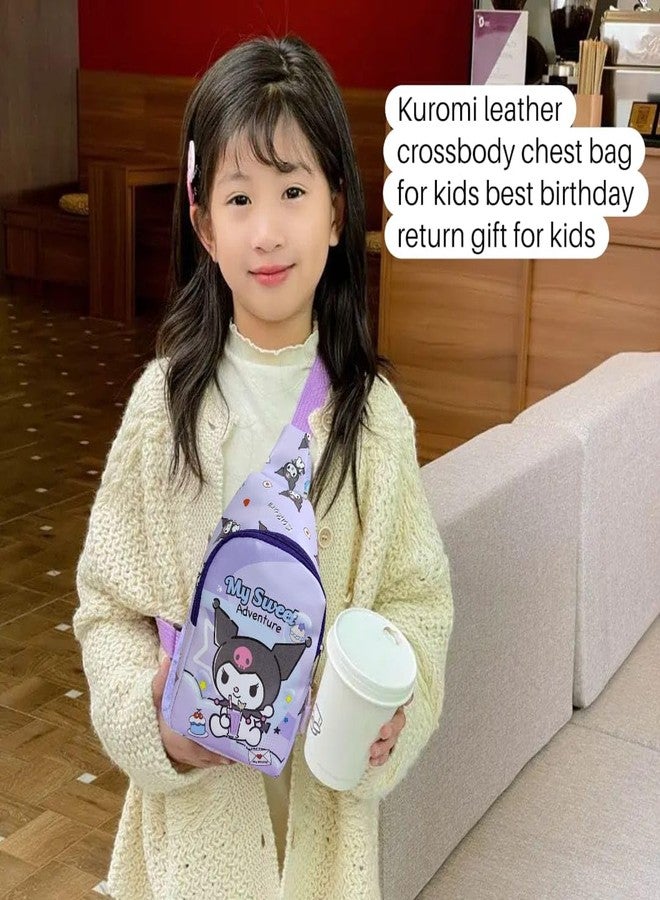 AMYCAUR Cartoon Print Crossbody Bag For Boys & Girls (Pack Of 1) | Best Birthday Gift For Kids | Cheast Bag With Adjustable Strap For Outdoor, Travel, Picnic, Hiking, Cycling (Kuromi) - Image 5