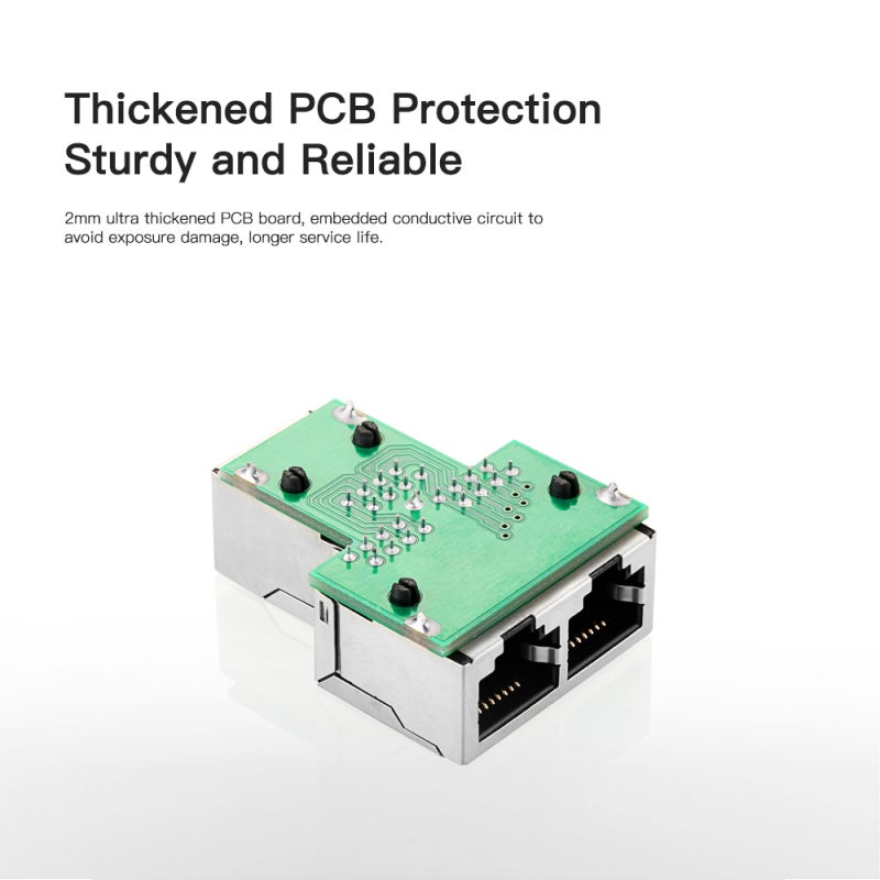 RJ45 Splitter 1 To 2: Full Copper Gilded 8 Pin Core RJ45 Adapter - Integrated Seamless PCB Soldering RJ45 Connector for Home Office Network Device Connection - Image 4