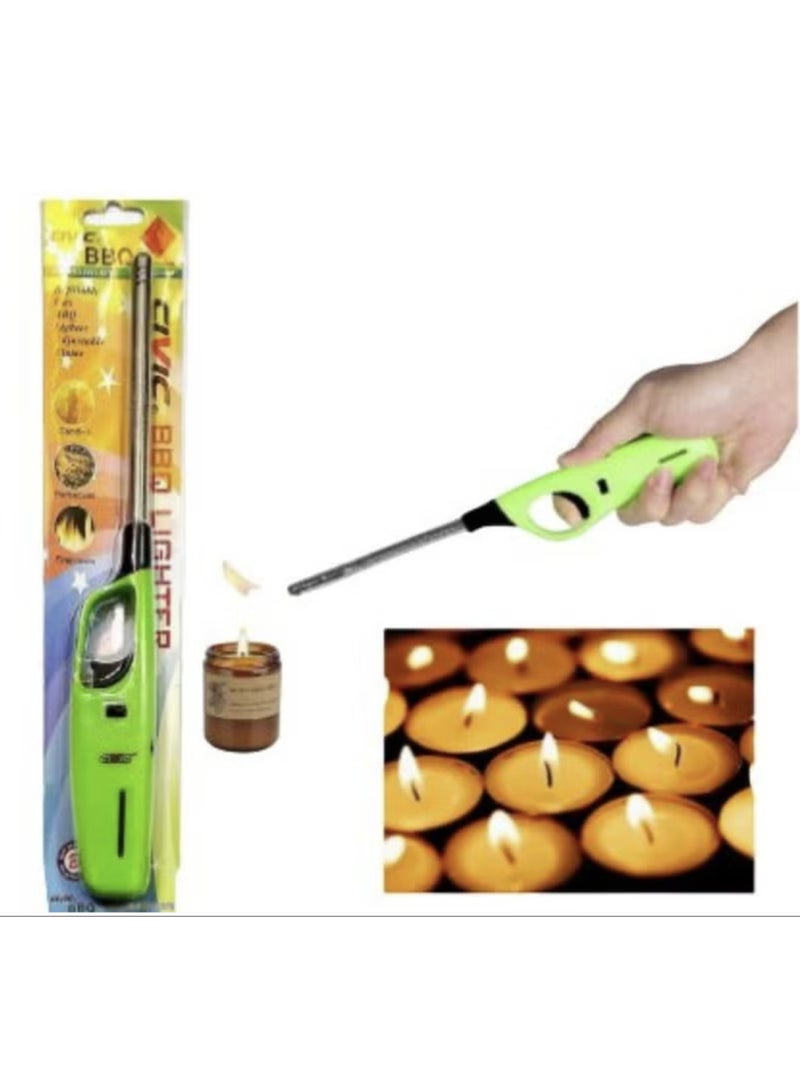 سيفيك ولاعة غاز قابلة لإعادة التعبئة، لهب طويل، قابلة للتعديل، مقاومة للرياح، مناسبة للشواء والمطبخ، ألوان متنوعة عشوائية، مزودة بزر أمان للأطفال - Image 1