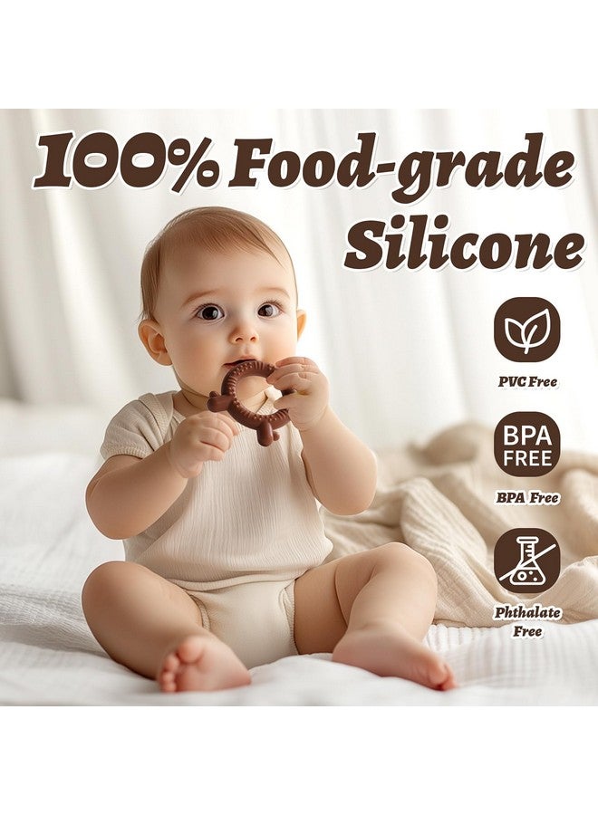 نسفي مجموعة من 4 حلقات تسنين سيليكون من NCVI للأطفال من عمر 0 إلى 6 أشهر، حلقات تسنين للأطفال مع مشبك مصاصة، ألعاب مضغ للأطفال الصغار من عمر 3 إلى 6 أشهر، سهلة الإمساك، خالية من مادة BPA لتخفيف ألم التسنين للأطفال - Image 1