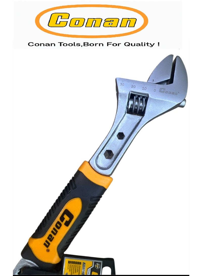 CONAN Adjustable Wrench Set – 8 Inch Model 10005749 + 10 Inch Model 10005750 – Heavy-Duty CR-V Steel – Anti-Slip Comfort Grip – Multi-Size Hex Slots - Image 2