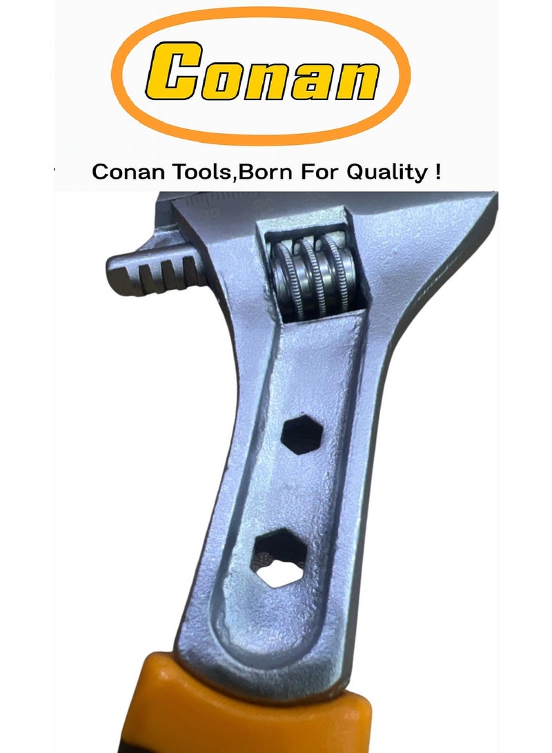 CONAN Adjustable Wrench Set – 8 Inch Model 10005749 + 10 Inch Model 10005750 – Heavy-Duty CR-V Steel – Anti-Slip Comfort Grip – Multi-Size Hex Slots - Image 3