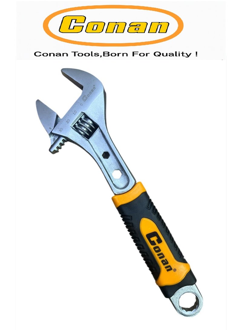 CONAN Adjustable Wrench Set – 8 Inch Model 10005749 + 10 Inch Model 10005750 – Heavy-Duty CR-V Steel – Anti-Slip Comfort Grip – Multi-Size Hex Slots - Image 4