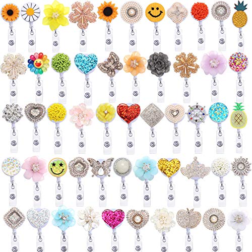 Coeufuedy Badge Reel Retractable Badge Holder with Alligator Clip,Nurse Cute Badge Clip for ID Card Holders,24" Wire Cord (Pack of 15 Randomly) - Image 1