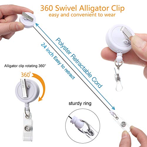 Coeufuedy Badge Reel Retractable Badge Holder with Alligator Clip,Nurse Cute Badge Clip for ID Card Holders,24" Wire Cord (Pack of 15 Randomly) - Image 5