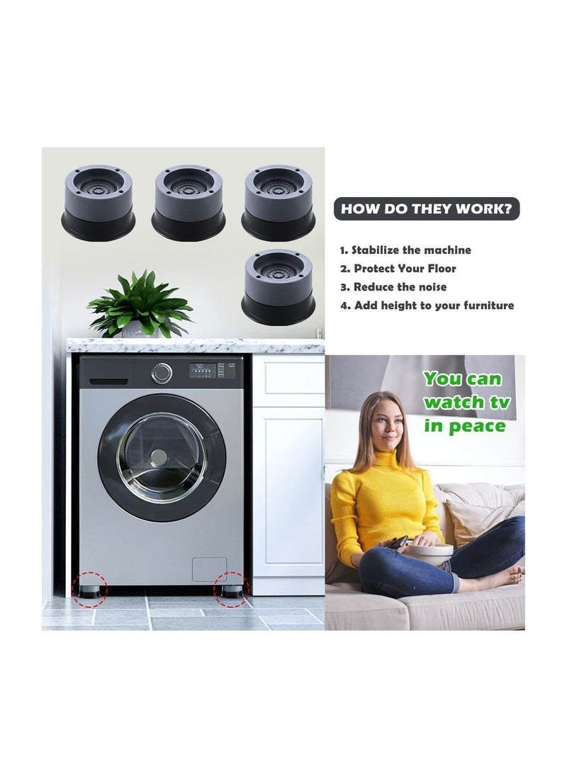Generic - DMG 4Pcs Anti Vibration Pads, Washing Machine Base Feet, Anti-Slip Boosting Shock Absorption and Noise Reduction Pads with Suction Cups for Washer and Dryer Stand Protecting Base - Image 1