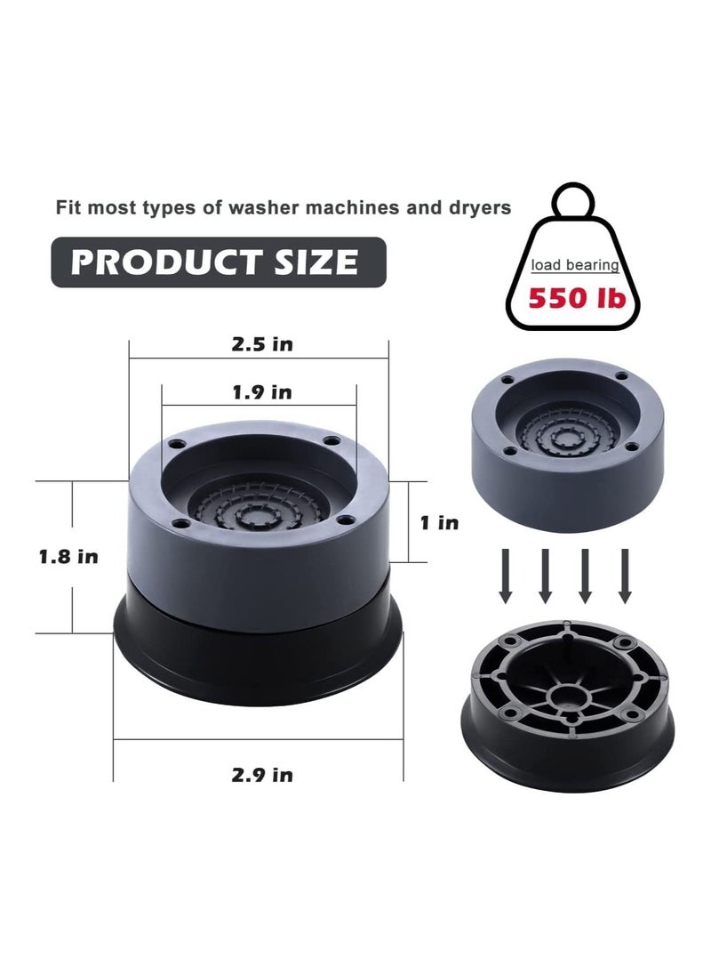 Generic - DMG 4Pcs Anti Vibration Pads, Washing Machine Base Feet, Anti-Slip Boosting Shock Absorption and Noise Reduction Pads with Suction Cups for Washer and Dryer Stand Protecting Base - Image 1