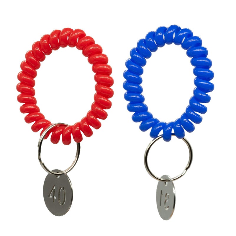 StayMax 50 pcs Stretchable Key Ring Band Keychain Spriral Wrist Coil Keychain for Number Tag Key Tag (Red) - Image 4