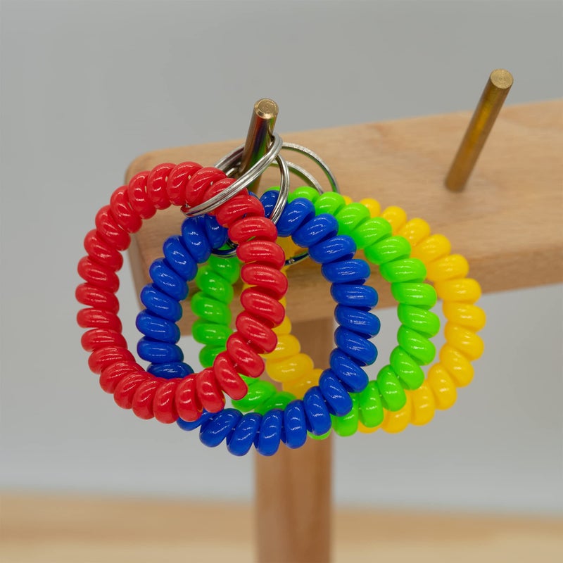 StayMax 50 pcs Stretchable Key Ring Band Keychain Spriral Wrist Coil Keychain for Number Tag Key Tag (Red) - Image 5