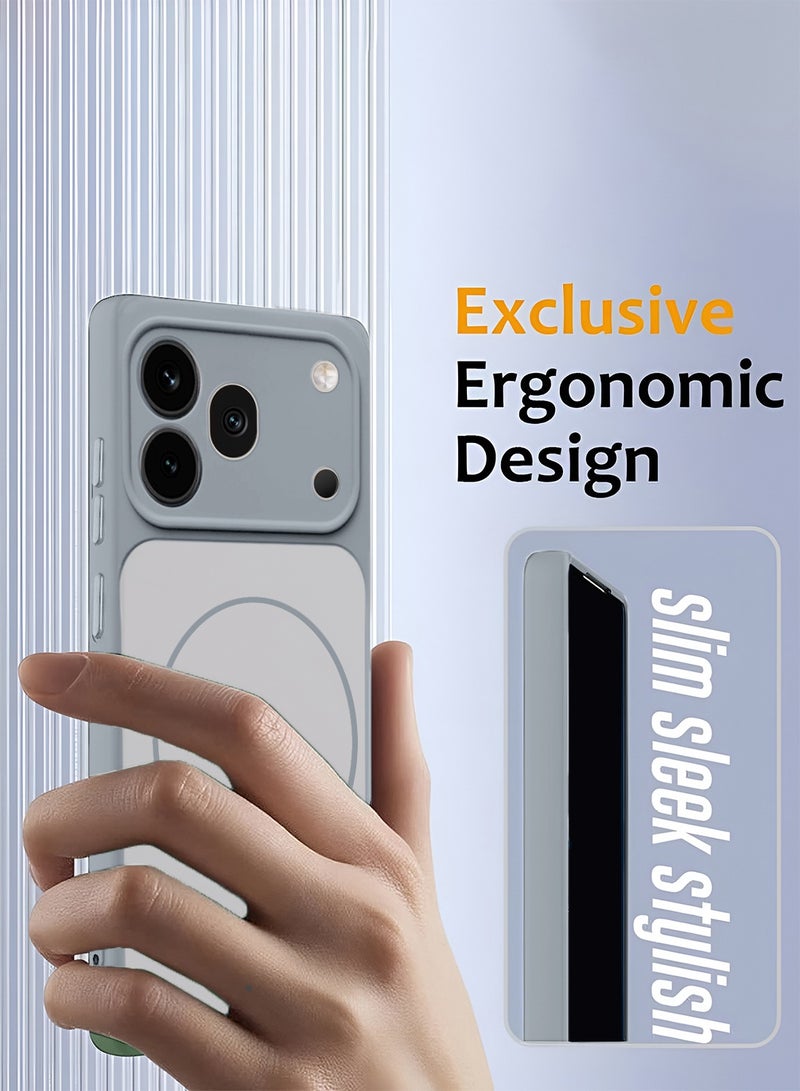 Wtech Honor 600 Pro 5G 2026 Premium Liquid Silicone Compatible With Thin Magsafe Ring Case Cover (MCMPMN) - Grey - Image 2