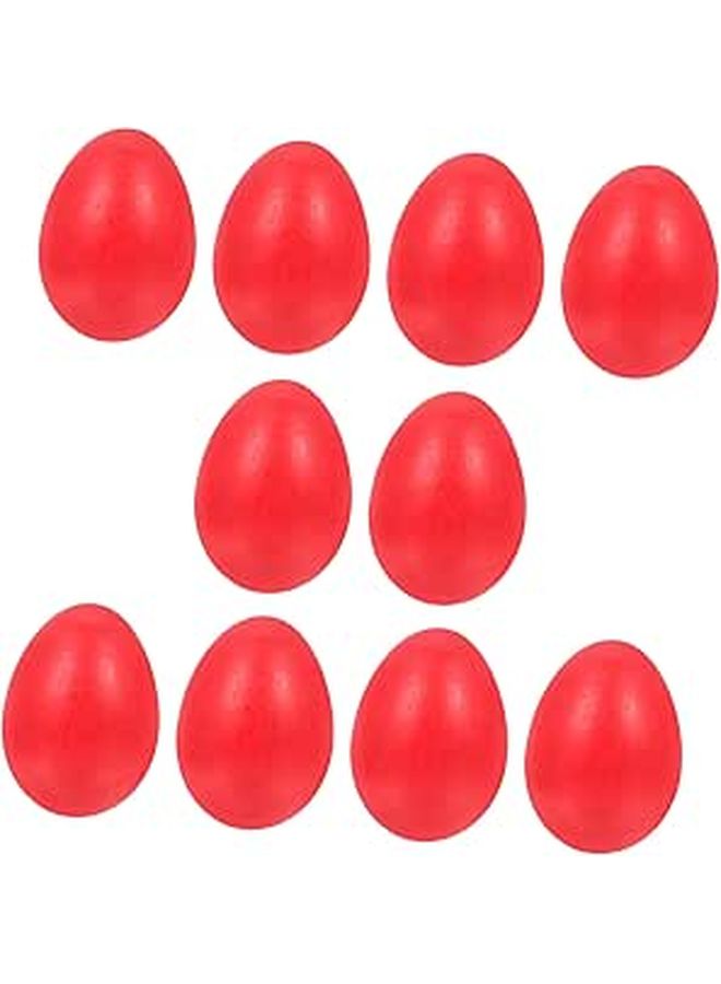 بيض عيد الفصح الخشبي المصنوع يدويًا من الخشب الطبيعي المصبوغ باللون الأحمر زخارف تزيينية 10 قطع - Image 1