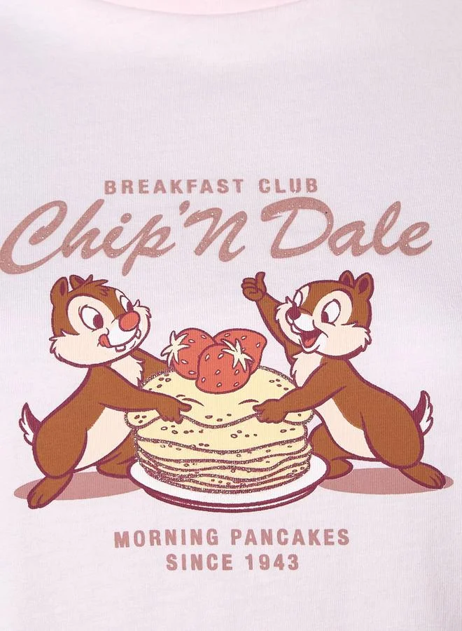 اس بي كاركترز Cotton T shirt with Chip and Dale Print