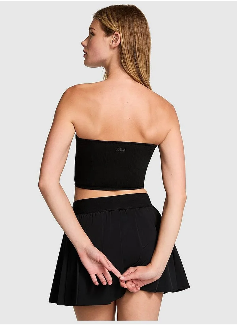 PINK The Cinched Cotton Strapless Corset Top