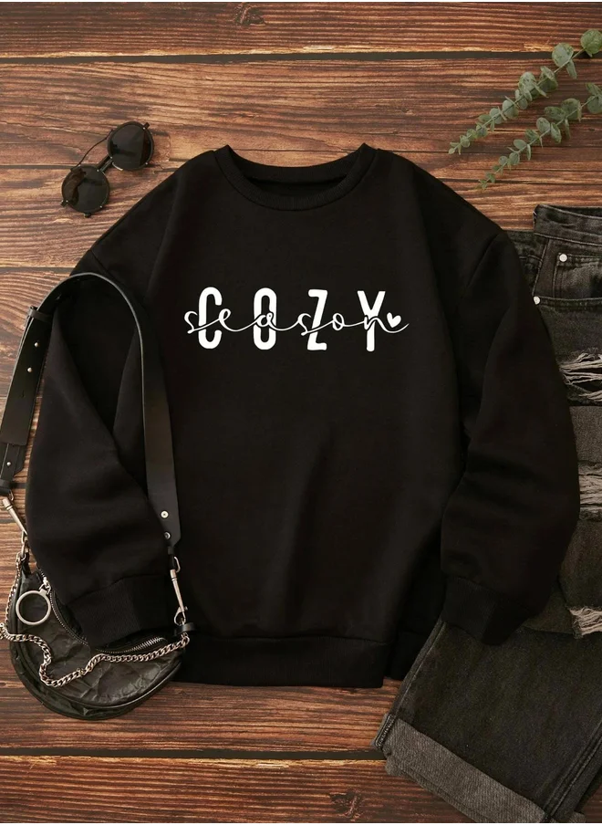 كوتي Slogan Print Round Neck Sweatshirt