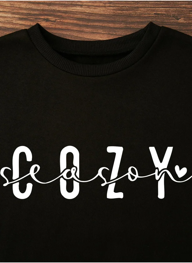 كوتي Slogan Print Round Neck Sweatshirt