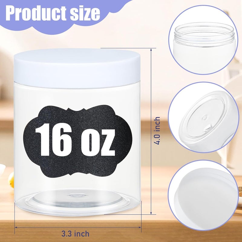 CrazyStorey Plastic Jars with Lids,Airtight Container Ideal For Dry Food, Honey Jam, Peanut Butter,Cosmetics, Cream, Bathroom and Storage Included Extra Label and A Pen (30 PCS White Lids) - Image 3