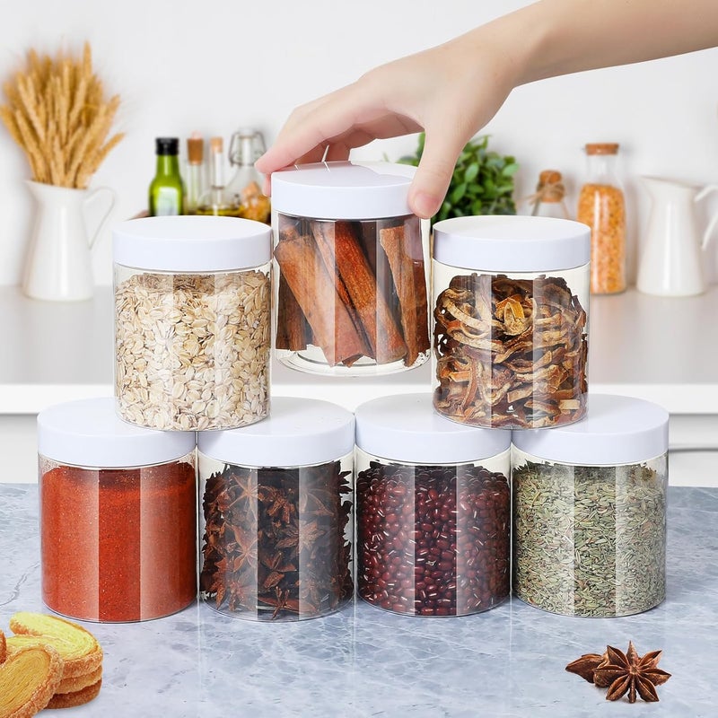 CrazyStorey Plastic Jars with Lids,Airtight Container Ideal For Dry Food, Honey Jam, Peanut Butter,Cosmetics, Cream, Bathroom and Storage Included Extra Label and A Pen (30 PCS White Lids) - Image 5