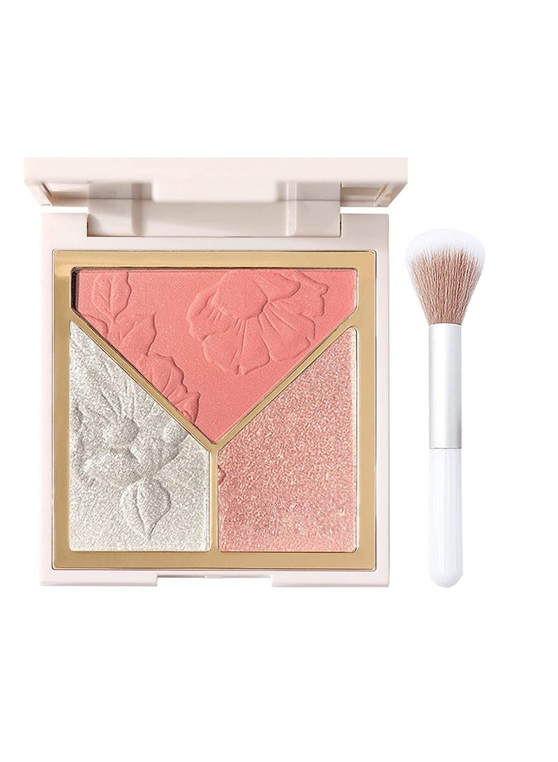 SYOSI Highlighters Makeup,Highly Pigmented Powder Highlighter Face-Repair Plate 3 In1 for Women Natural Look Long-Lasting Sweat-Resistant Radiant Finish,Silky Shimmery  - Image 1