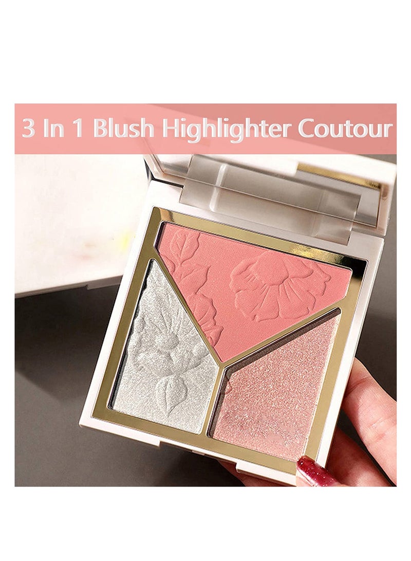 SYOSI Highlighters Makeup,Highly Pigmented Powder Highlighter Face-Repair Plate 3 In1 for Women Natural Look Long-Lasting Sweat-Resistant Radiant Finish,Silky Shimmery  - Image 2