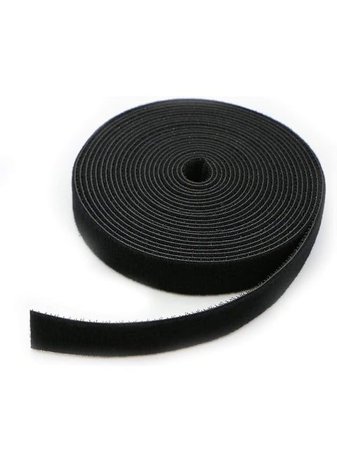 1 Roll Reusable Cable Ties 0.6X197 Inch 15Mmx5M Multi Purpose Hook And Loop Black Cord Organization Straps