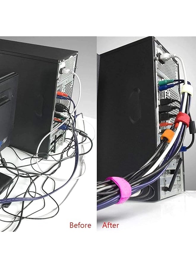 1 Roll Reusable Cable Ties 0.6X197 Inch 15Mmx5M Multi Purpose Hook And Loop Black Cord Organization Straps