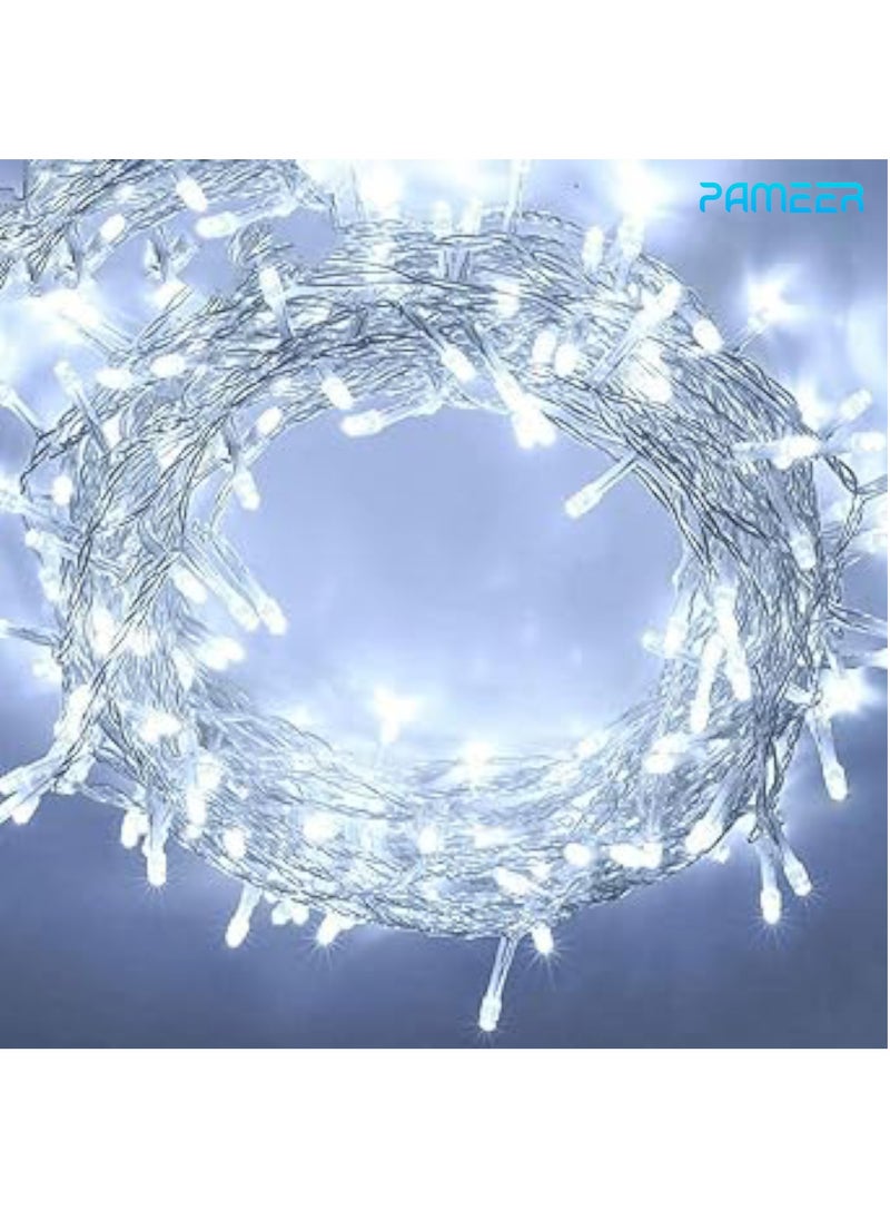 PAMEER - Cool White 480 LED String Lights White Wire Plug-in 48mtr String, Home Decorative LED Strip for Parties EID Ramadan Diwali and Wedding Parties Decoration, Single Mode, Box Button Control ON OFF - Image 1