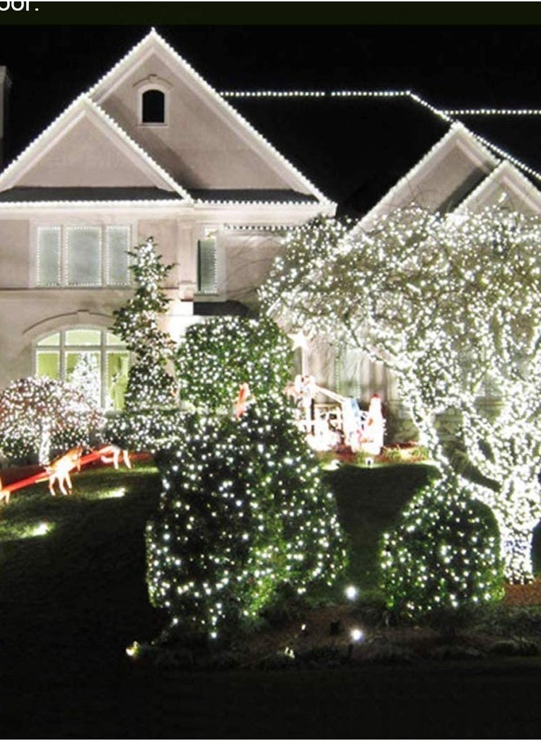 PAMEER - Cool White 480 LED String Lights White Wire Plug-in 48mtr String, Home Decorative LED Strip for Parties EID Ramadan Diwali and Wedding Parties Decoration, Single Mode, Box Button Control ON OFF - Image 1