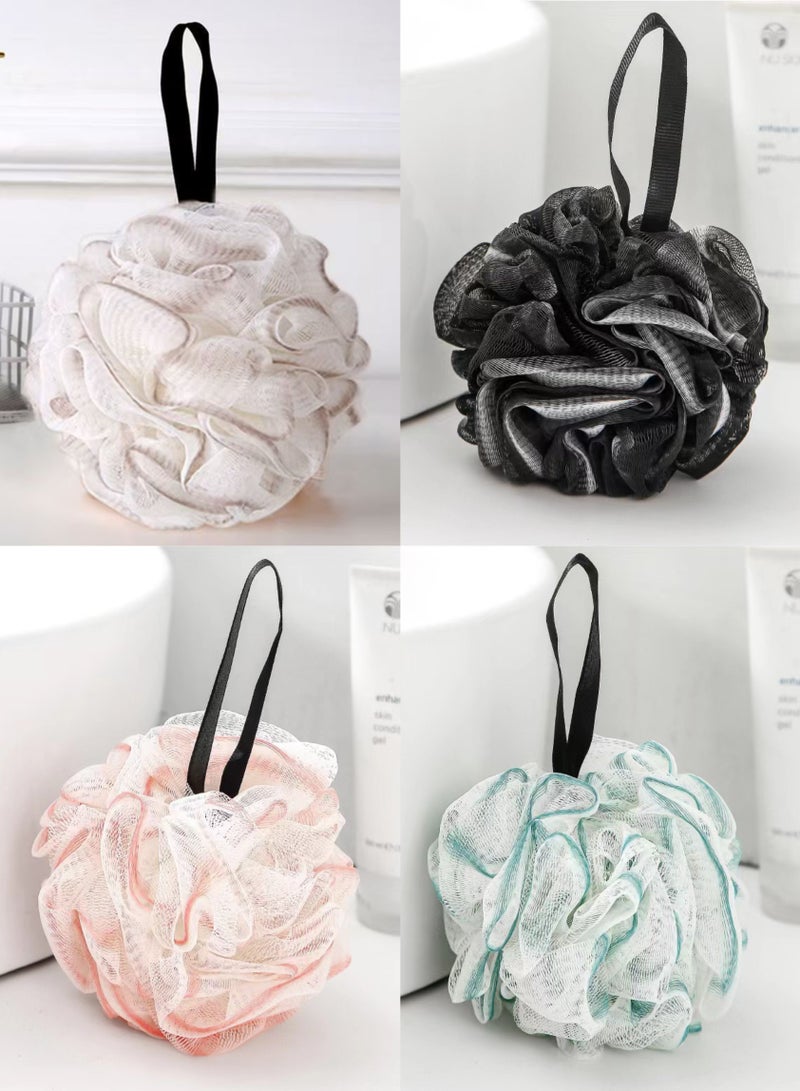4 Pieces Bath Sponges,Bath Sponges Loofahs,Mesh Pouf Loofahs, for Enhanced Skin Care for Men & Women,Nature-Inspired, Luxurious Bathing Experience - Image 1
