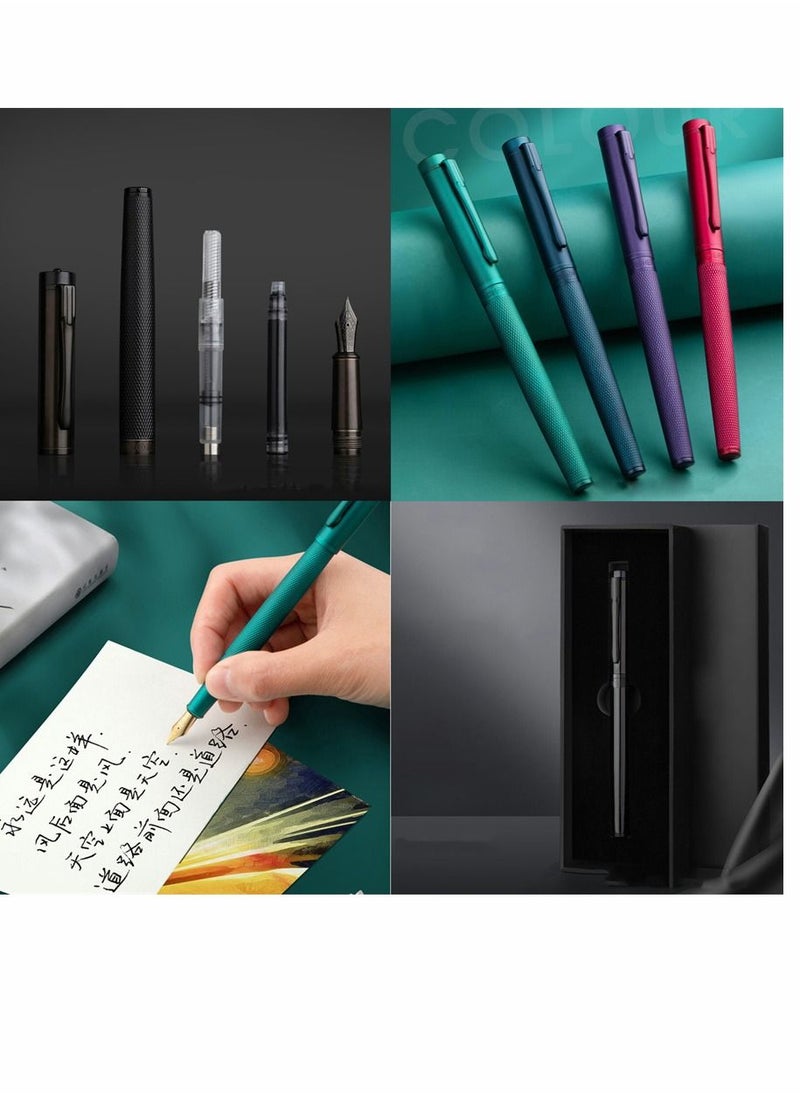 Generic - Fountain Pen Black Forest Metal Fountain Pen Beautiful Tree Texture Extra Fine Nib Writing Office Pen Classic Design with Converter and Pen Box Set Pen Gift for your Family or anyone else - Image 1