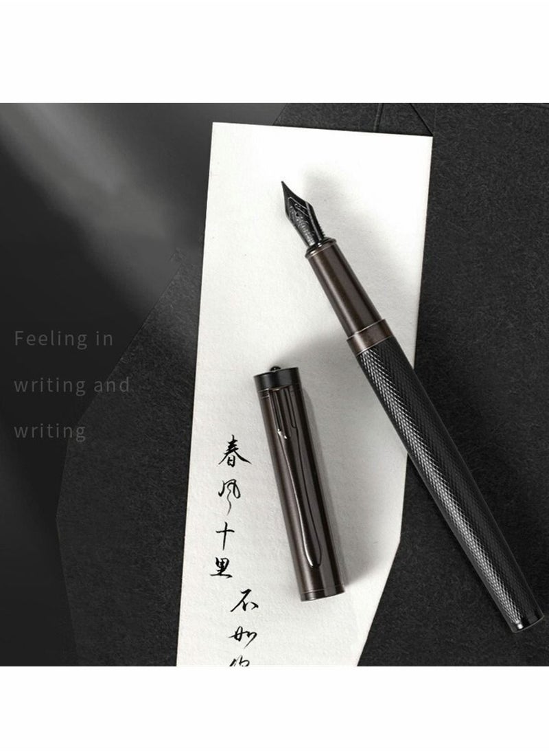 Generic - Fountain Pen Black Forest Metal Fountain Pen Beautiful Tree Texture Extra Fine Nib Writing Office Pen Classic Design with Converter and Pen Box Set Pen Gift for your Family or anyone else - Image 1