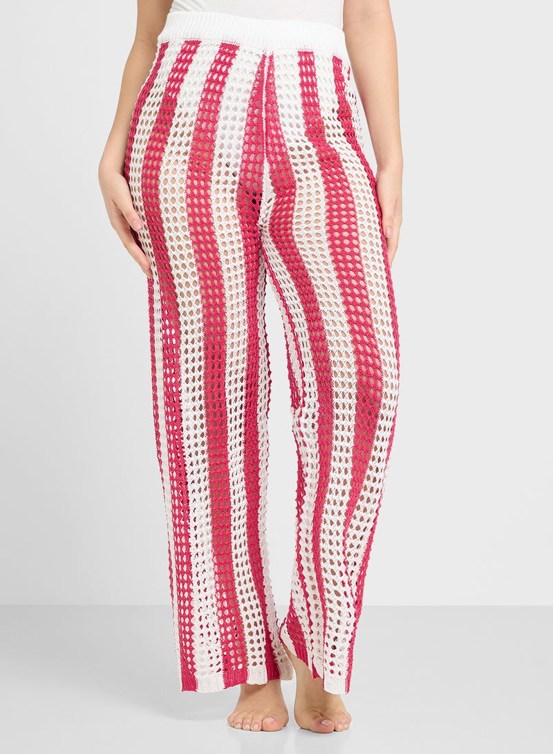 Ginger Stripe Crochet Oversize Shirt & Pant Set  - Image 4