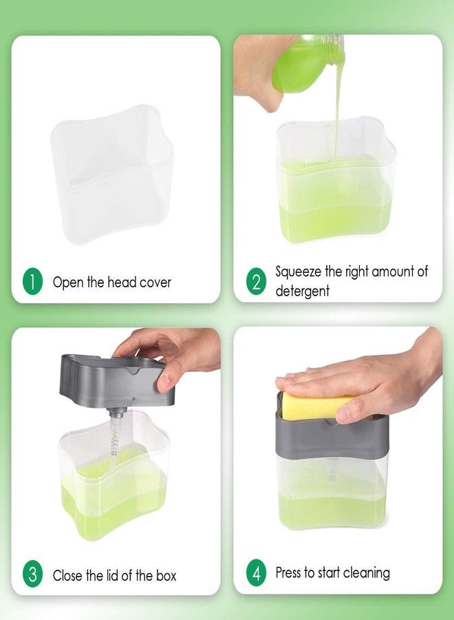 TECHNOVIBES Soap Dispenser, Dish Soap Dispenser for Kitchen, Sponge Holder Sink Dish Washing Soap Dispenser (Pack of -1) - Image 2