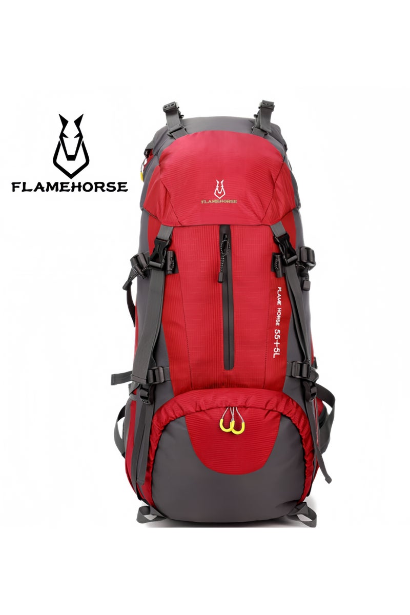 FLAMEHORSE Outdoor Mountaineering Bag Shoulder Men And Women 60L Large Capacity Travel Backpack Nylon Water-Proof Travel Bag