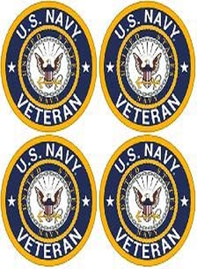 AV 4-Pack 1.5 inch Round U.S. Navy Veteran Sticker (Naval Vet Small Logo us Sailor Vinyl Decal car Cell Laptop) USN Licensed - Image 1