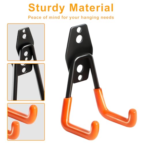 KURUI Heavy Duty Wall Hook for Hanging, 2 Pack Garage Tool Organizer Wall Mount, Metal Garage Storage Hooks for Ladder,Extension,Garden Tool, Small Utility Hook, Hose Holder for Outdoor and Indoors - Image 5