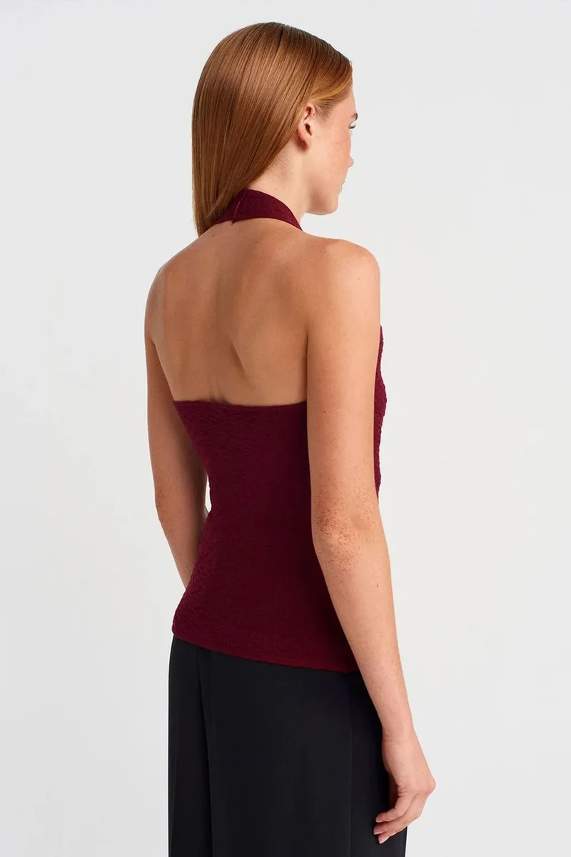 ديلفين DILVIN Ribbed Halterneck Knit Blouse