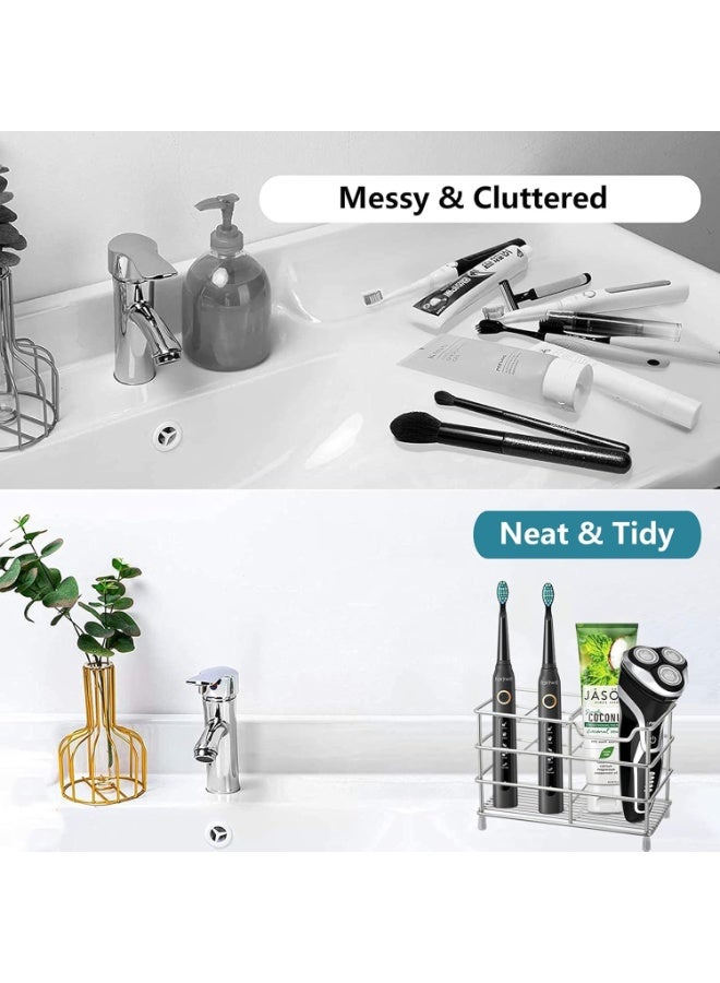 هوميفاي حامل فرشاة الأسنان للحمام، حامل معجون الأسنان من الستانلس ستيل، حامل فرشاة أسنان مقاوم للانزلاق، منظّم حمام متعدد الوظائف لغسول الوجه، المشط، الحلاقة (أسود) - Image 3