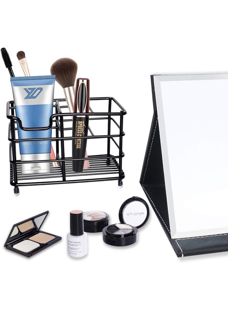 هوميفاي حامل فرشاة الأسنان للحمام، حامل معجون الأسنان من الستانلس ستيل، حامل فرشاة أسنان مقاوم للانزلاق، منظّم حمام متعدد الوظائف لغسول الوجه، المشط، الحلاقة (أسود) - Image 4