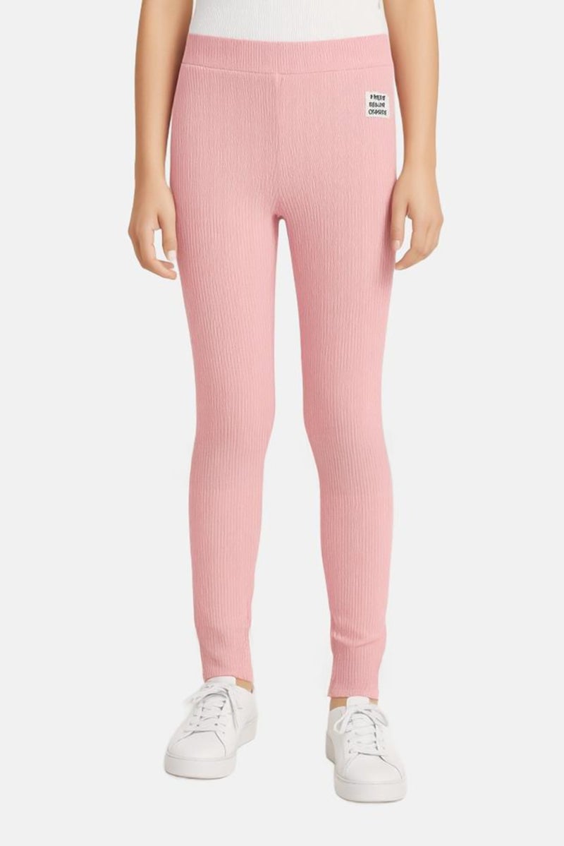 KOTON سروال ليغينغز مخطط للفتيات، وردي - Image 1