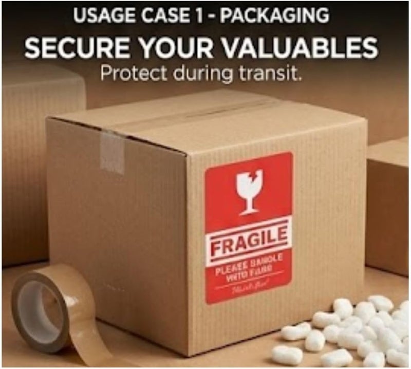 Hasanat Essentials Fragile Warning Stickers - High-Visibility Red Adhesive Labels for Shipping and Moving 15x20cm - Image 3