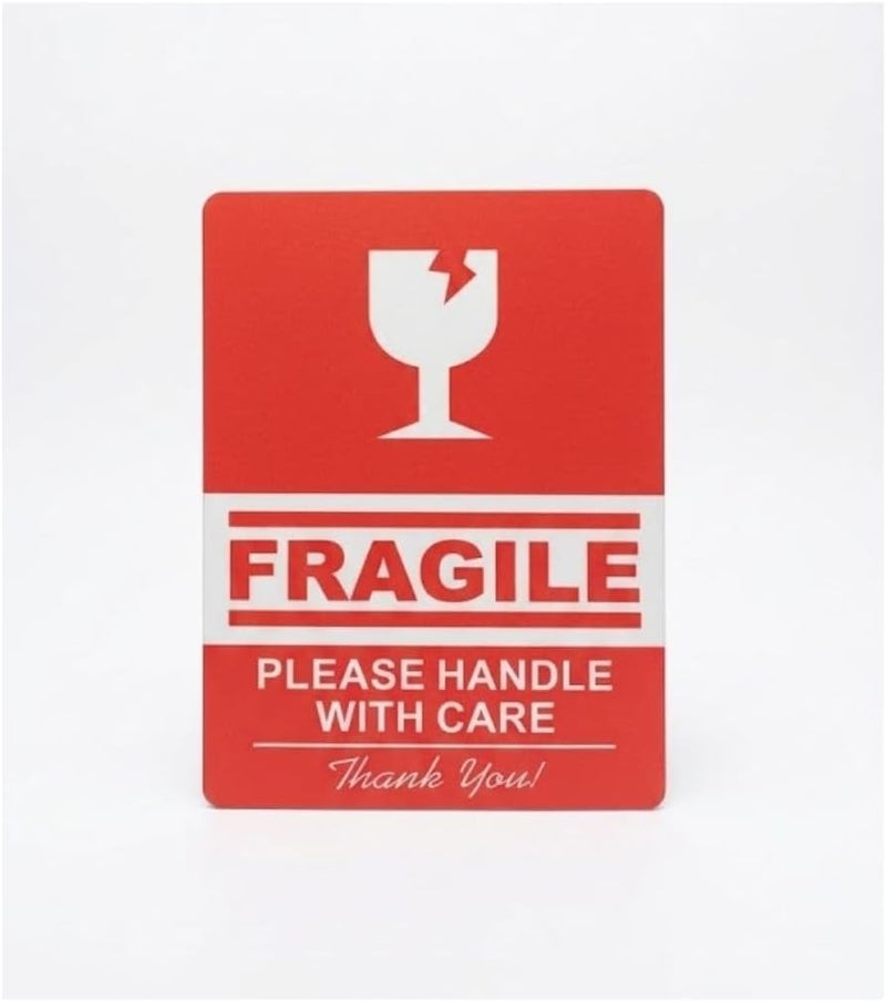 Hasanat Essentials Fragile Warning Stickers - High-Visibility Red Adhesive Labels for Shipping and Moving 15x20cm - Image 1